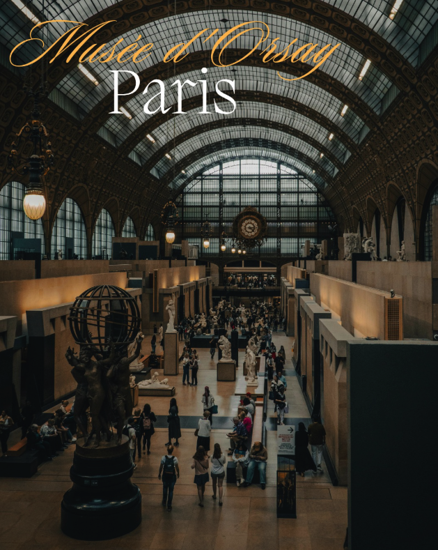 Visitors moving through the Musée d'Orsay beneath the great glass clock