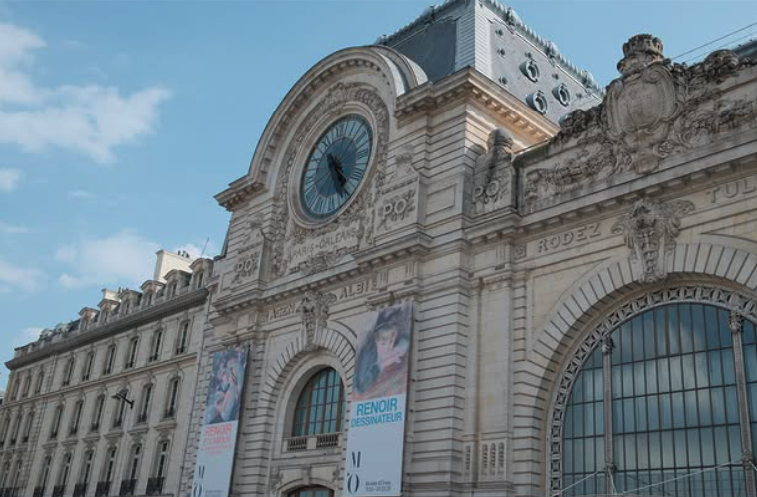 The Beaux-Arts facade of the former Gare d'Orsay in Paris